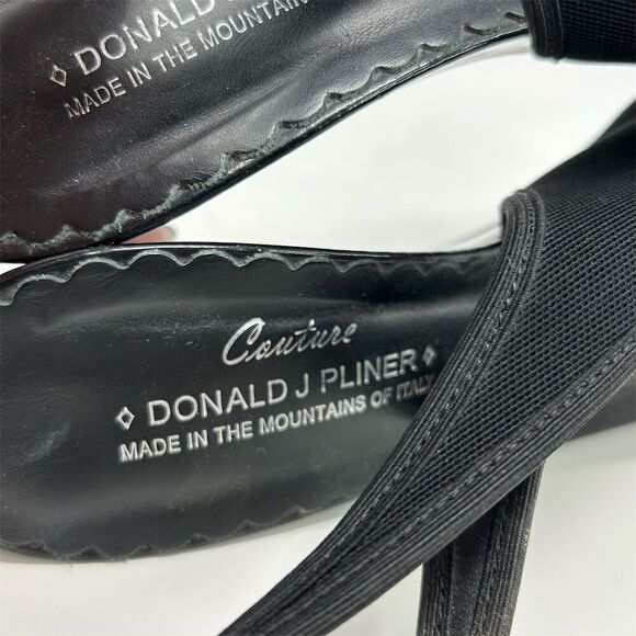 Donald J Pliner Women's Black Wedge Slingback Sandals Size 8.5 Peep Toe Dressy - Picture 11 of 12